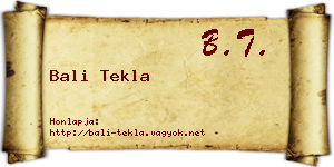 Bali Tekla névjegykártya